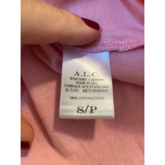 A.L.C. Poole Puff Sleeve Top Tee Shirt Cotton Pink Size S - Picture 7 of 8